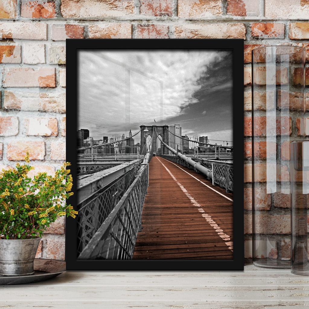 New York - Brooklyn Bridge Black and White Color Splash Art Decor ...