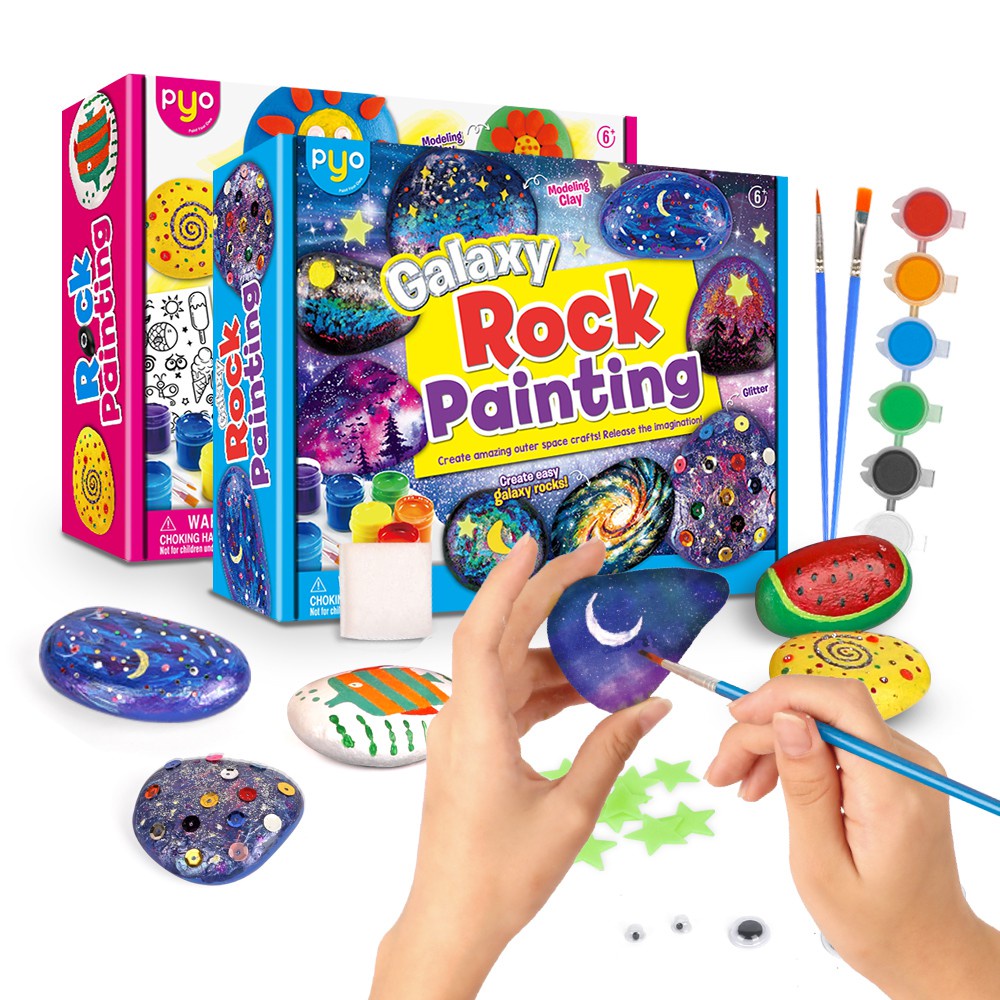 ⌁ SG LOCAL STOCK ⌁ DIY Paint Your Own Rocks Kids Colouring Arts & Crafts Children Painting Kit Educational STEM Toys Set