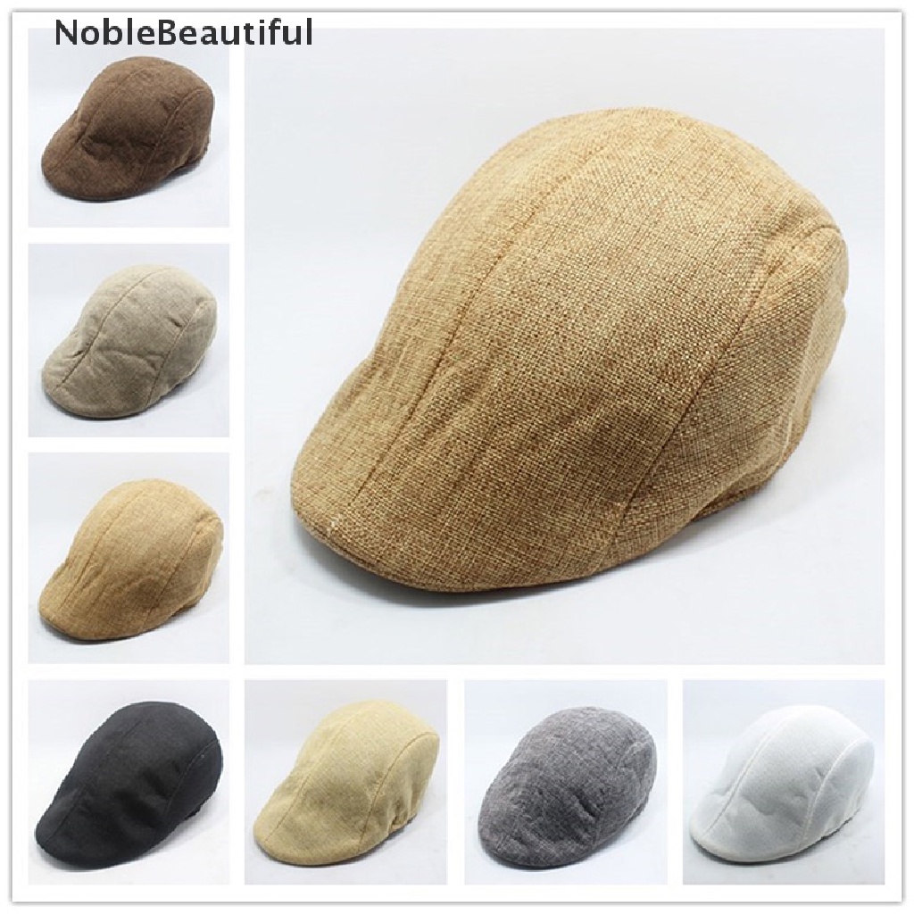 [NobleBeautiful] Mens Vintage Herringbone Flat Cap Peaked Racing Hat