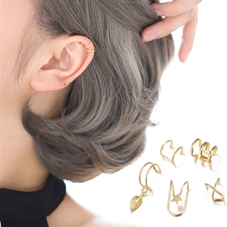5pcs No Piercing Fake Cartilage Ear Cuff Earrings Jewelry Gold