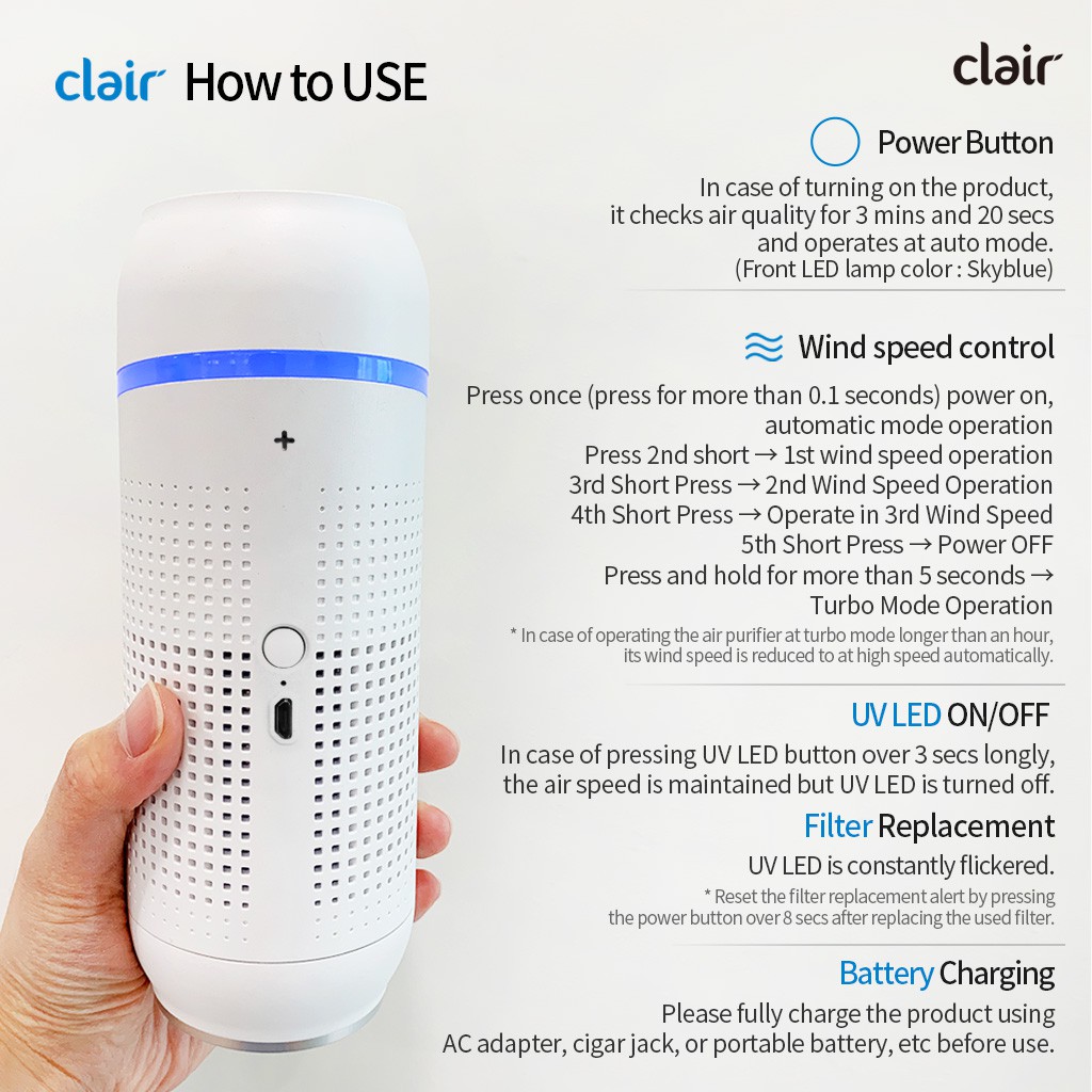 Clair B3S Portable Air Purifier