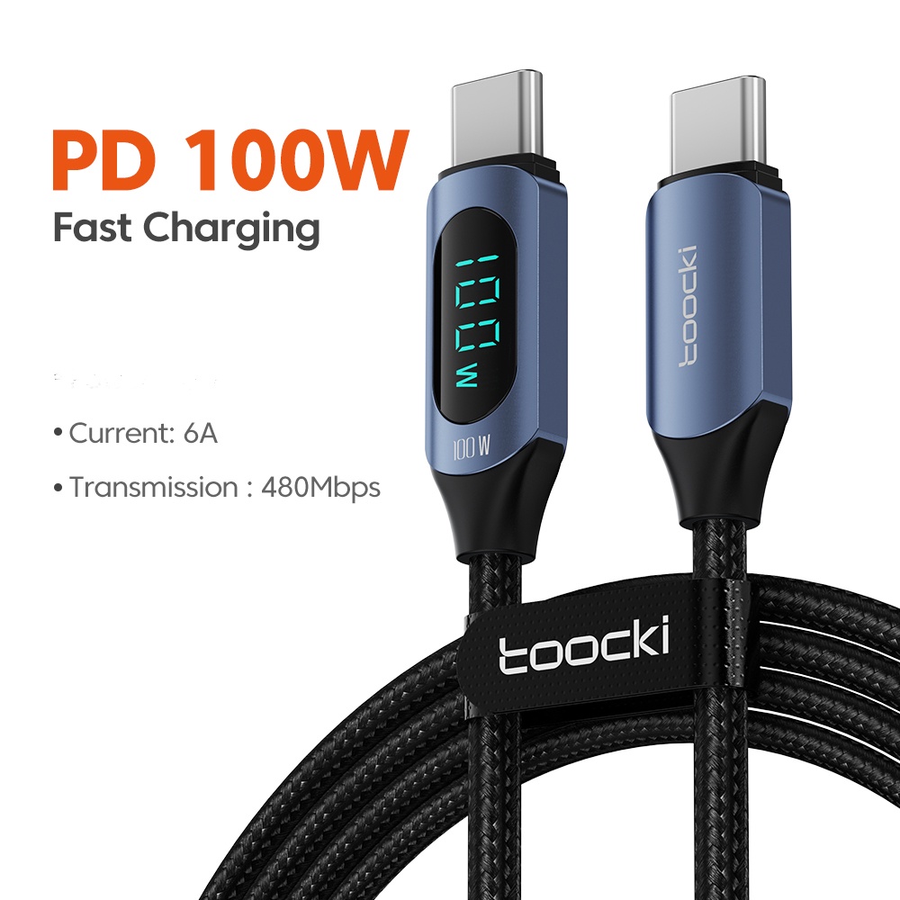 Pd 100w 5a Fast Charge Data Cable Wire Pd Usb Type C To Type C Pd Cable With Digital Display 0273