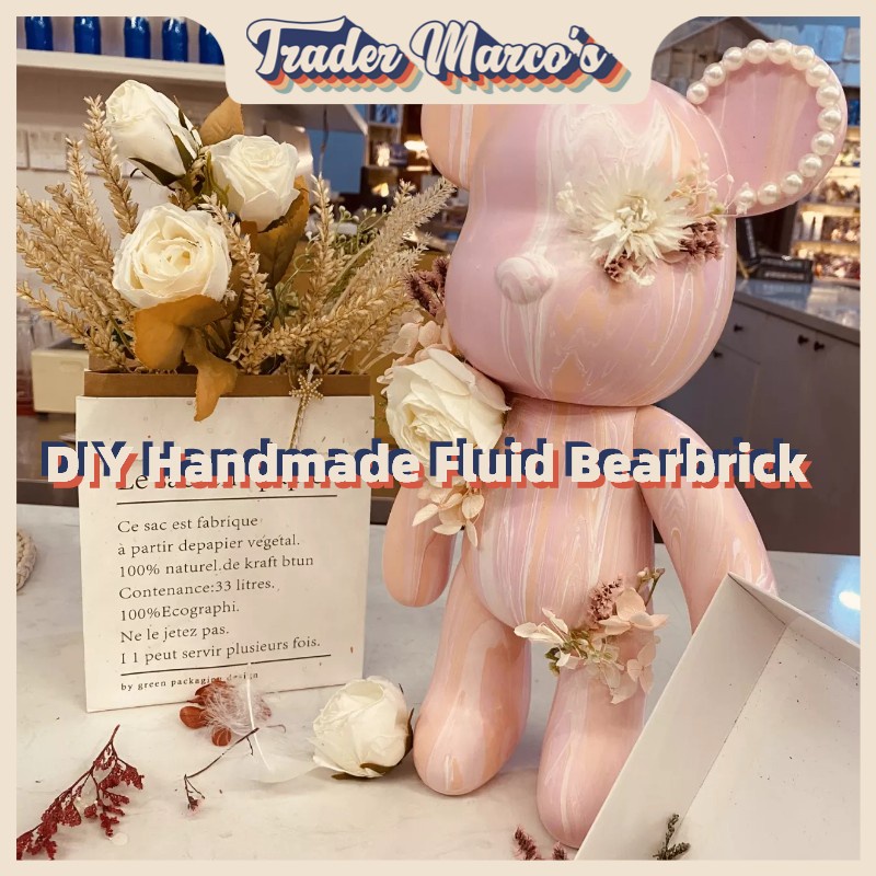 [SG Seller] DIY Fluid Painting Bearbrick Model Toy (23cm Bear + Material Pack + 60ml Pigment) Room decoration