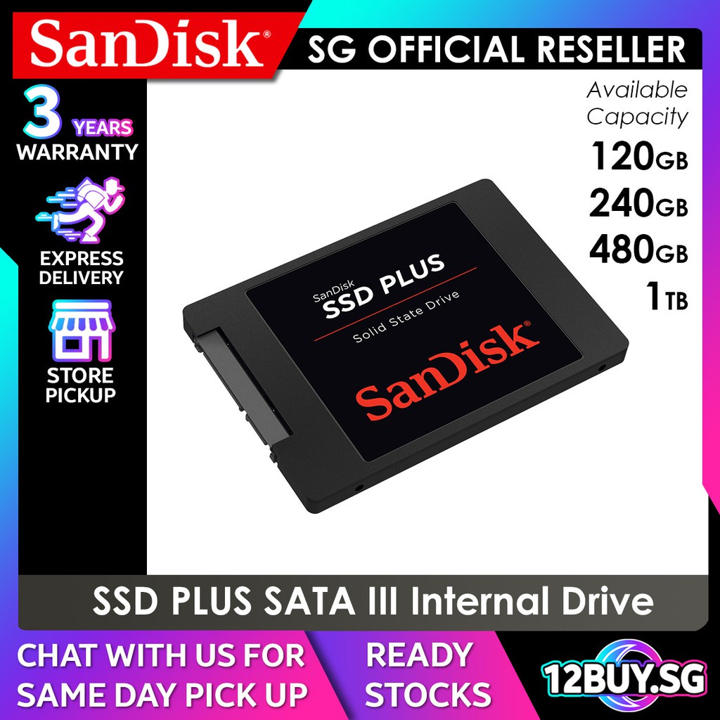 Sandisk Ssd Plus Solid State Drive 240gb 480gb 1tb Ssda 12buysg Shopee Singapore 8693