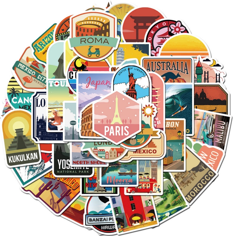 50pcs Outdoor Stickers Waterproof Vinyl Travel Stickers Laptop Sticker ...