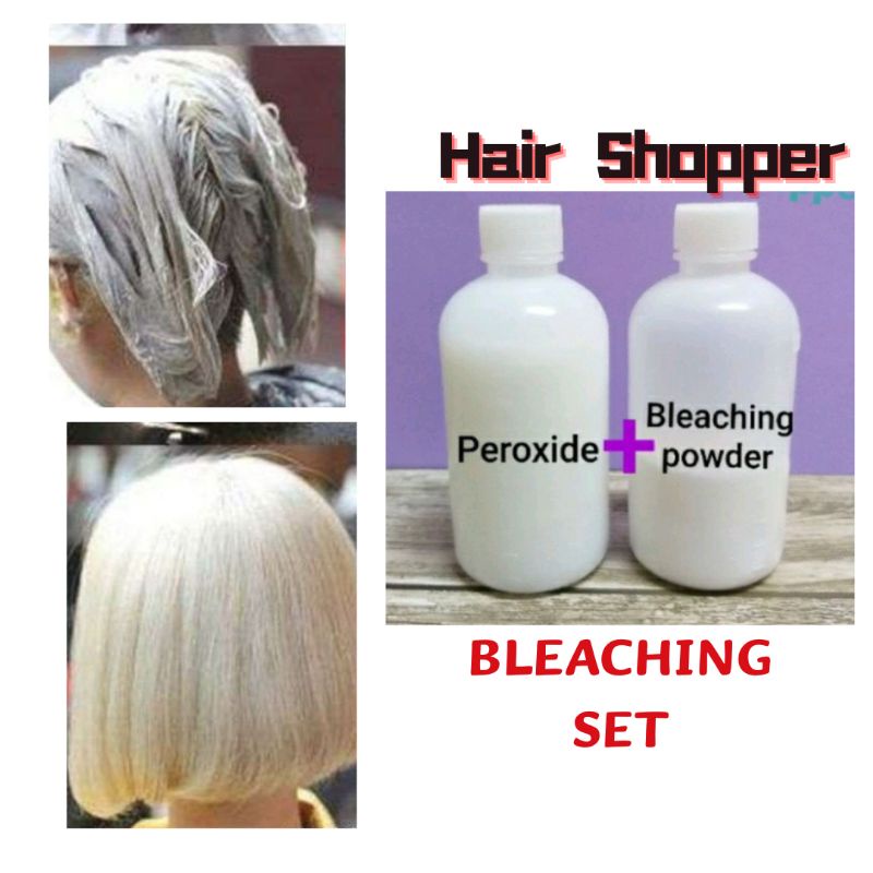 (FREE GLOVE) HAIR BLEACH SET (100ML) PEROXIDE & BLEACHING POWDER (50GM