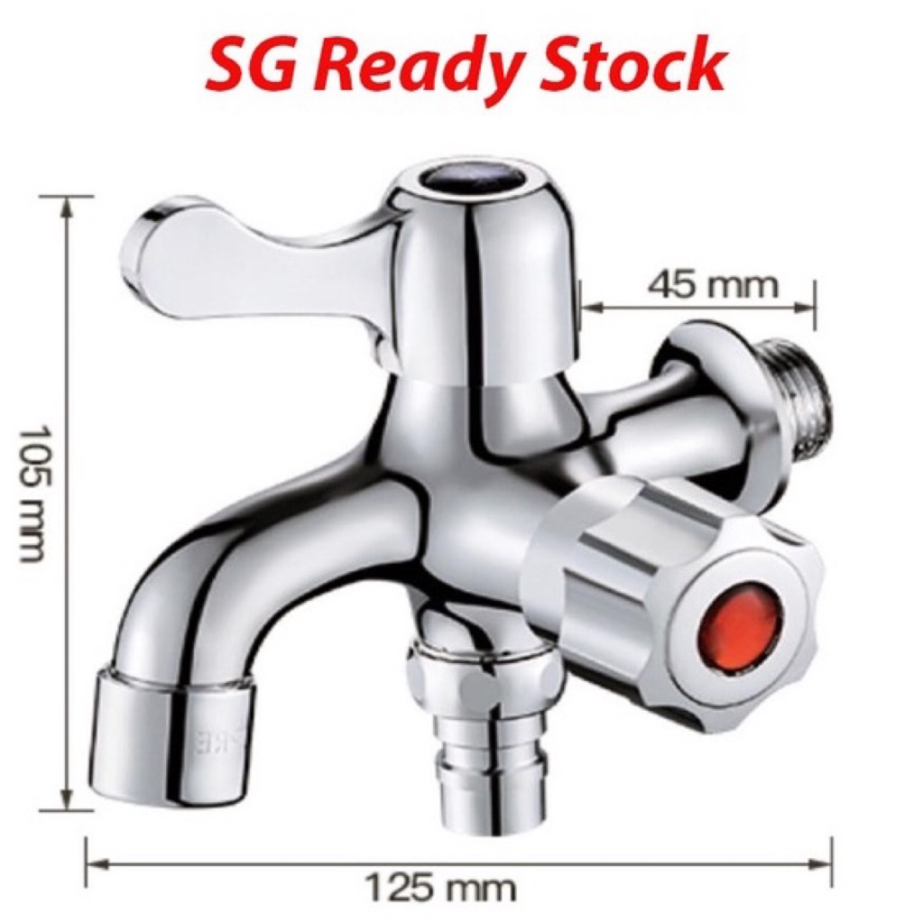 🔥Ready Stock in SG 🔥Stainless Steel Double washing machine Faucet Two 2