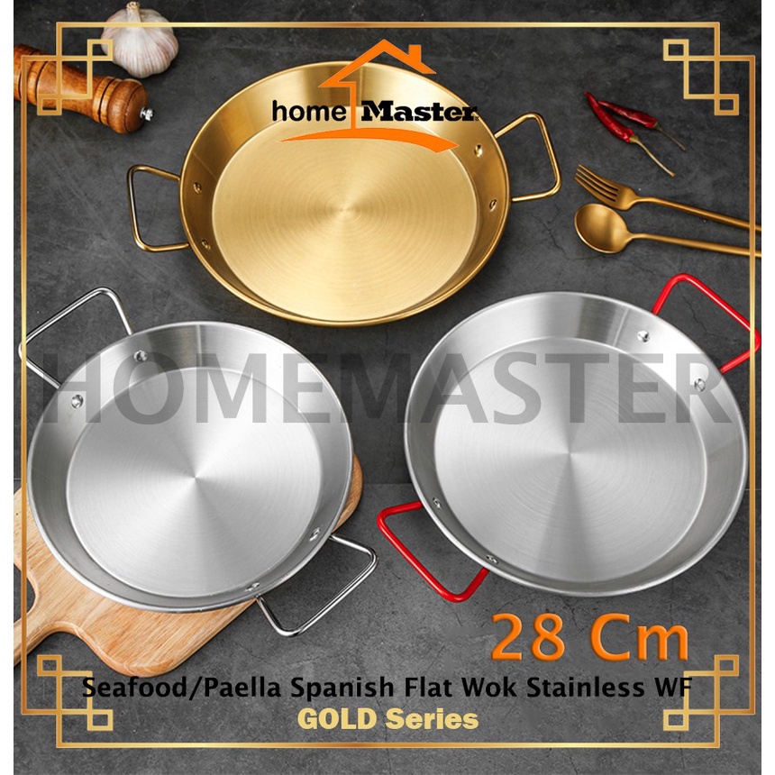 Homemaster Wok / Pan / Panish Paella / Seafood Stainless Flat Base 28 ...