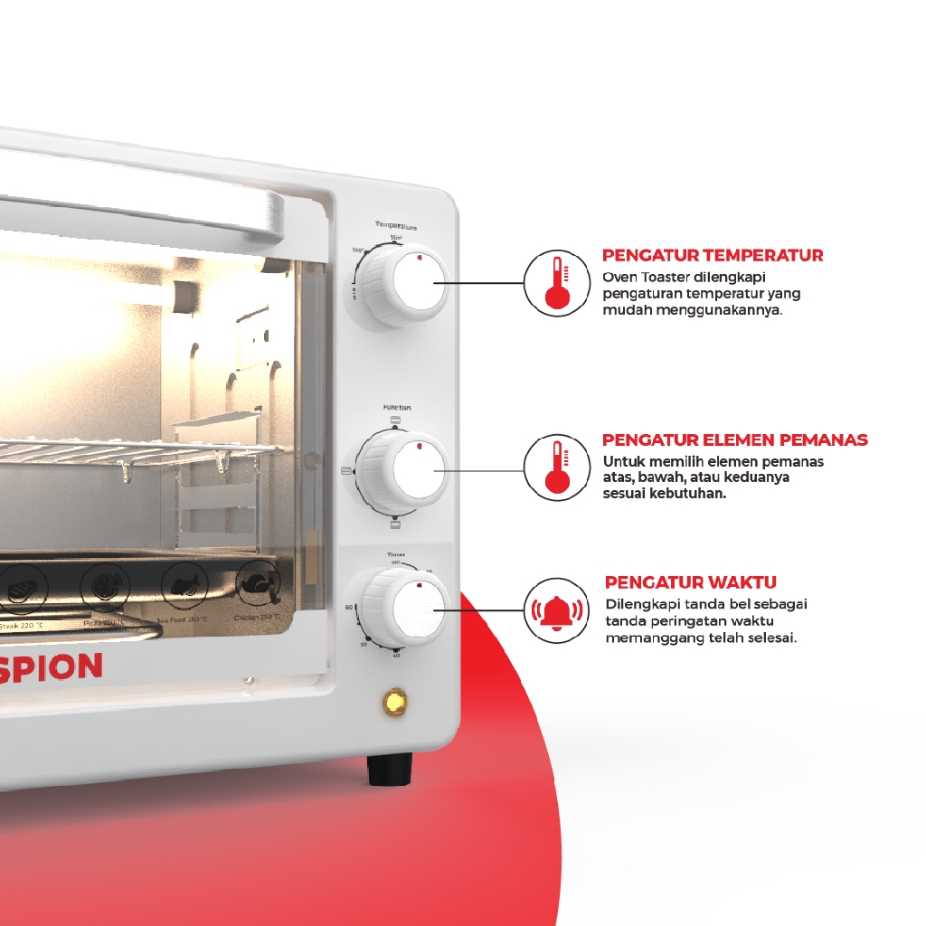 Maspion Oven Toaster Tungku Pemanggang 18 Liter MOT-1801 S - Gambar 3