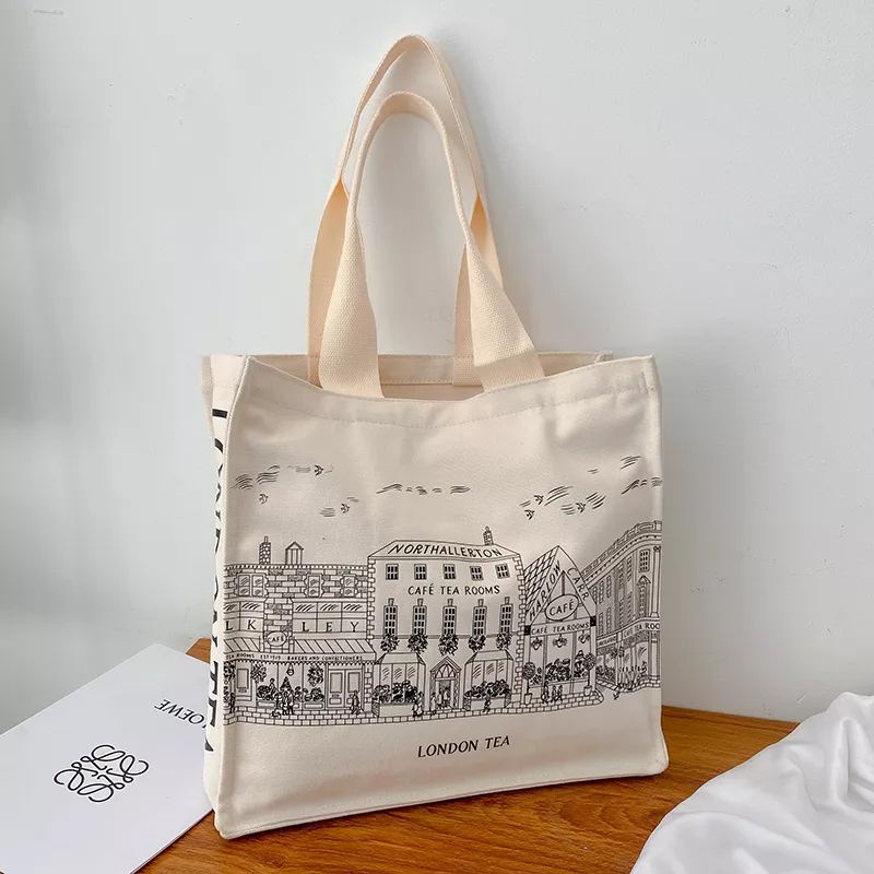 Women's Totebag Canvas Aesthetic London Tea | Shopee Singapore