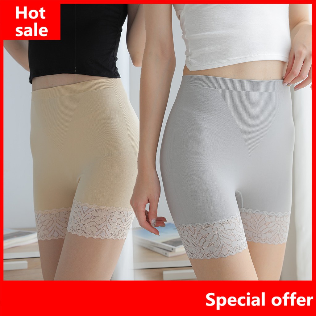 Explosive seamless lace safety pants, clear crotch, threepoint