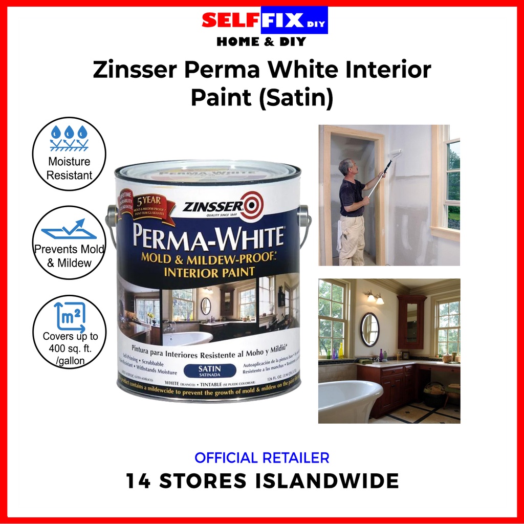 Zinsser PermaWhite Mold & MildewProof Interior Paint (Satin) 1 Quart