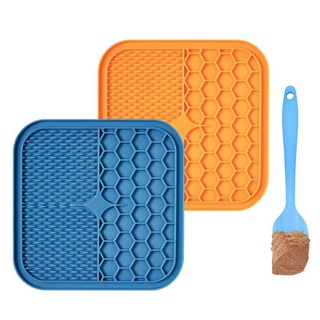 Dog Licking Mat, 2 Pcs Large Licking Mat for Dogs with Suction for Anxiety, Peanut  Butter Dog Licking Mat Slow Feeder Dispensing Treater Lick Pad with Scraper  