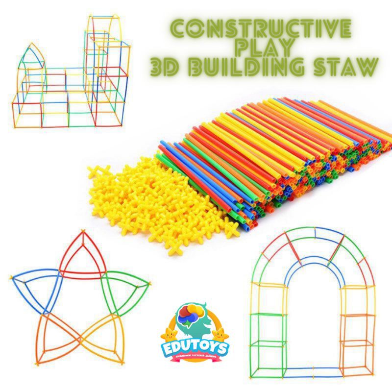Children's Constructive Play Straw 3D Building 200 / 300 / 400 Building ...
