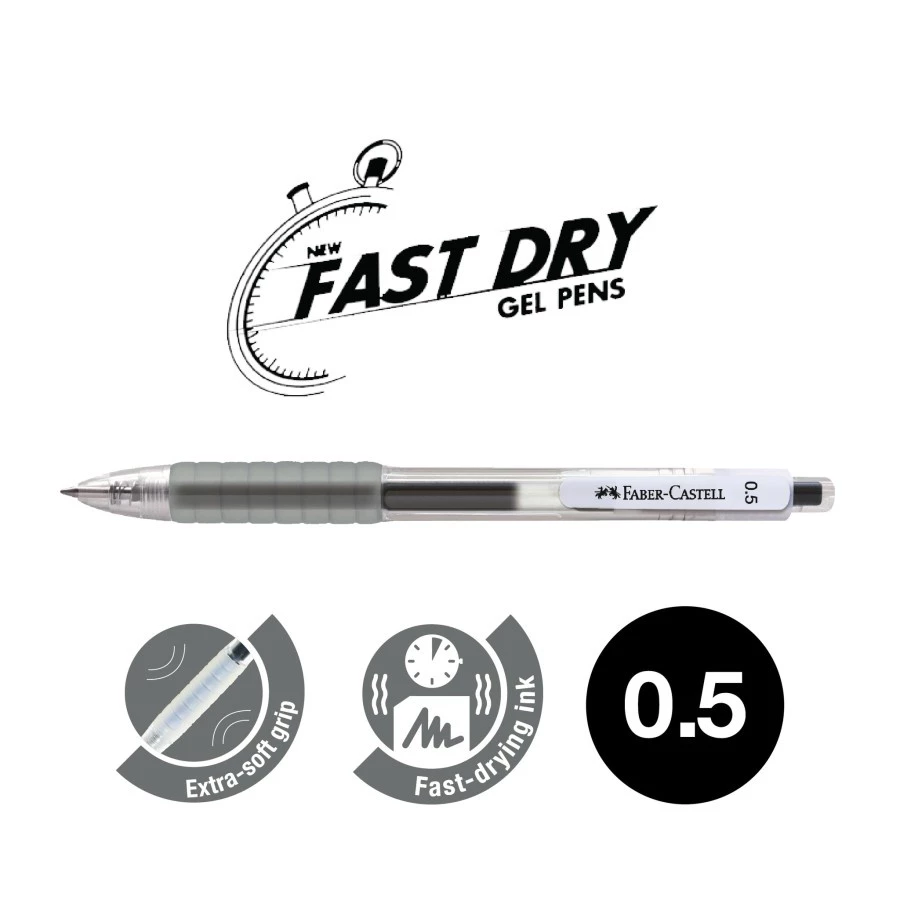 Faber-Castell Fast Gel Ballpoint Black Ink 0.5mm - Gambar 3
