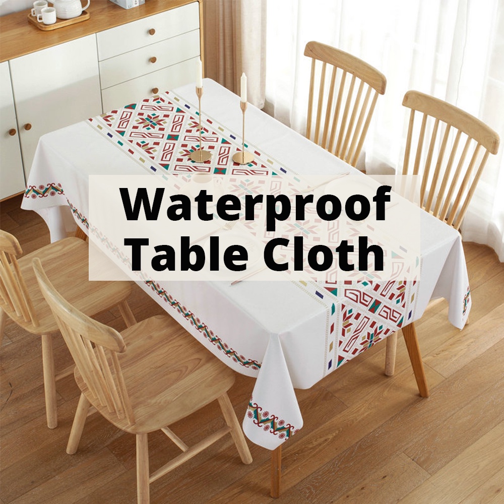 【SG】Waterproof Table Cloth Outdoor Spillproof Fabric Tablecloth for
