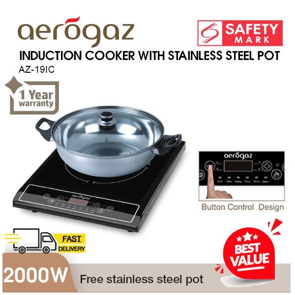 Aerogaz Induction Cooker + Free Steamboat Pot (AZ19IC) Shopee Singapore