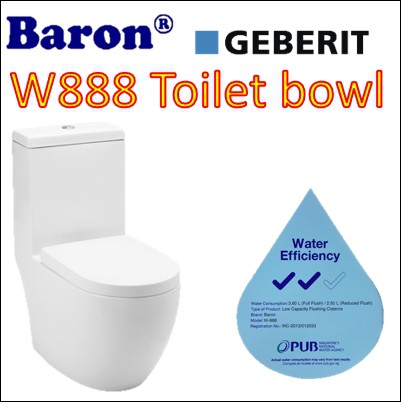 BARON W888 WASHDOWN TOILET BOWL WITH GEBERIT FLUSHING SYSTEM