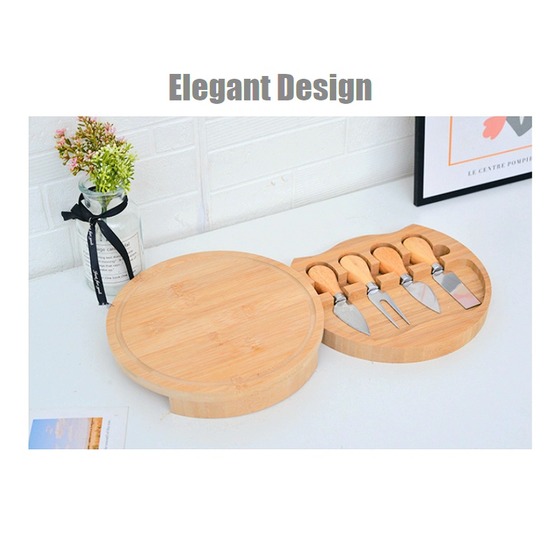Small Round Cheese Board With Concealed SlideOut Drawer 4 Cheese