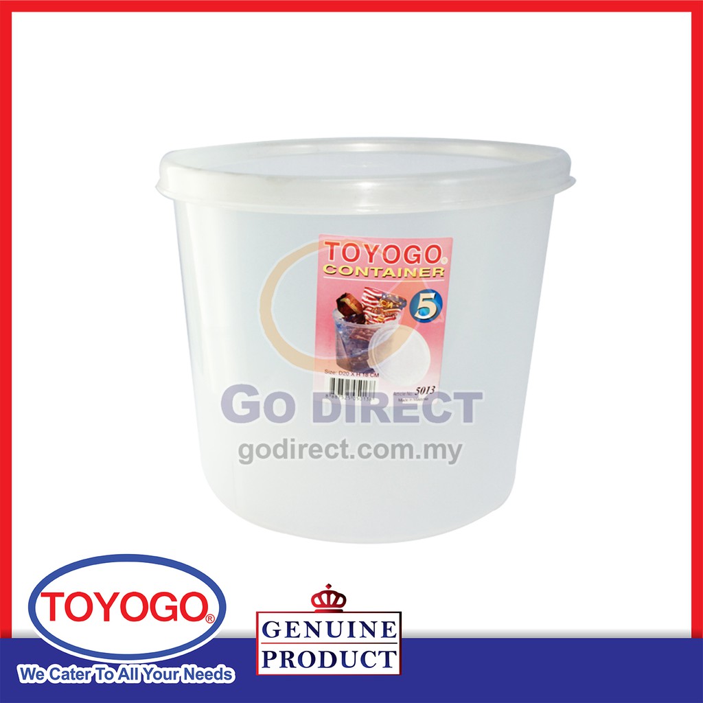 2 X Toyogo 5litres Round Food Tight Container Kitchen Storage Box 