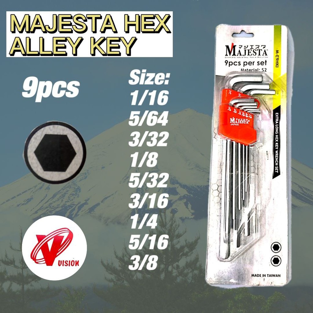 Majesta Extra Long 9pcs per set High Quality Hex Alley Key Set (inch ...