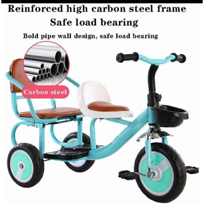 Kids/baby pram 3 wheel baby twin tricycle trike with handles and kids