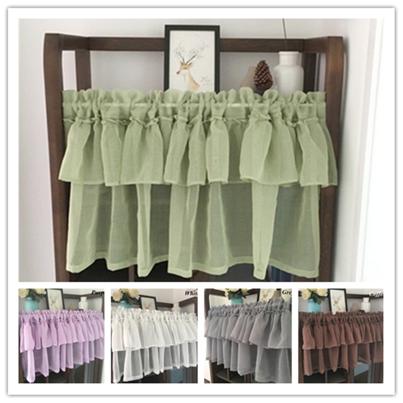 Living Room Sheer Half Curtain Faux Linen Textured Balcony Kitchen ...
