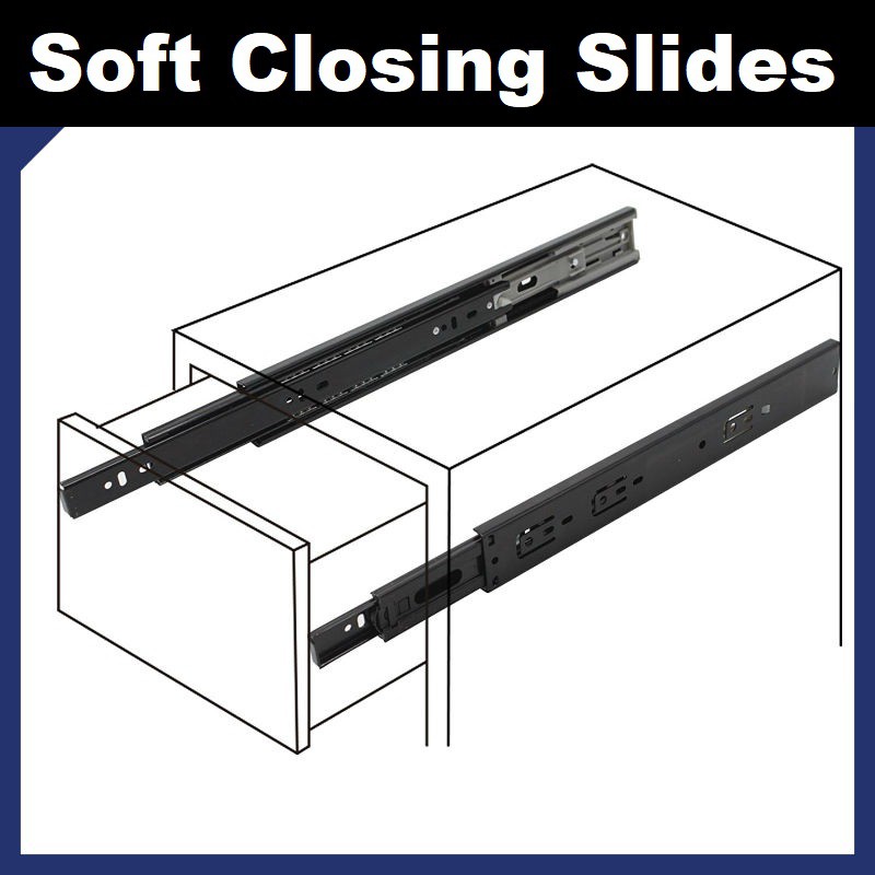 SOFT CLOSING FULL EXTENSION DRAWER SLIDE/ SOFT CLOSE RUNNERS/ LEFT RIGHT RAIL TRACK