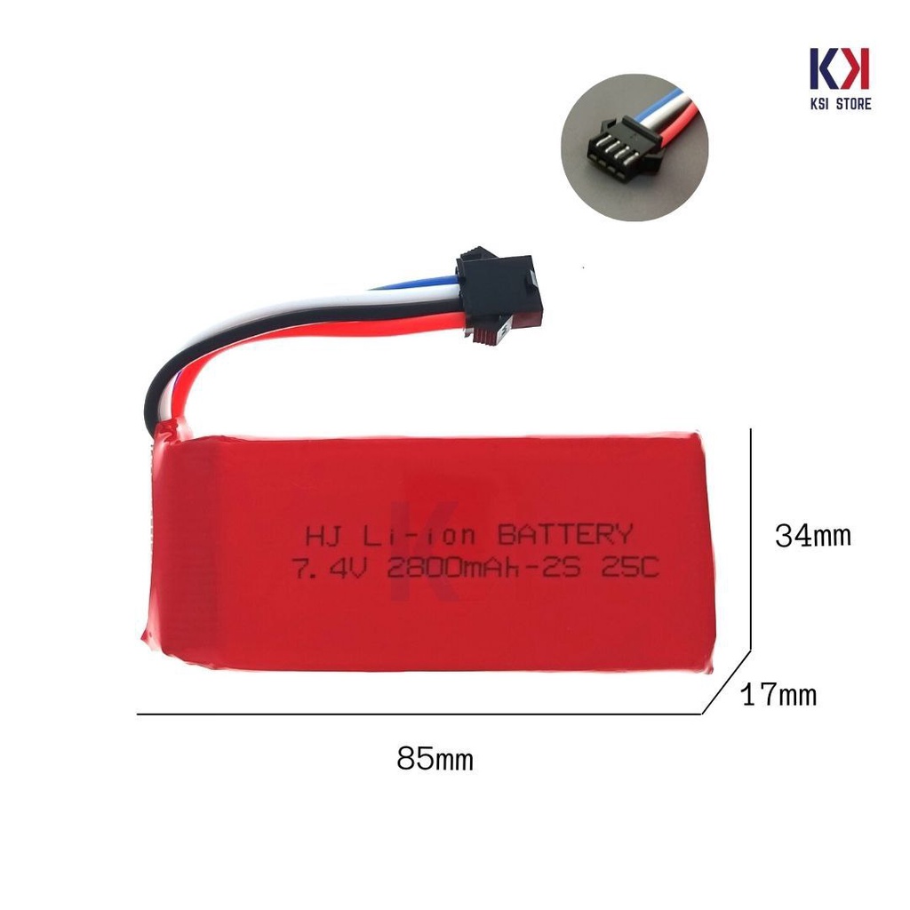 7.4v RC Remoter Control Battery Replacement SM 2P 3P 4P JST T Plug Rc ...