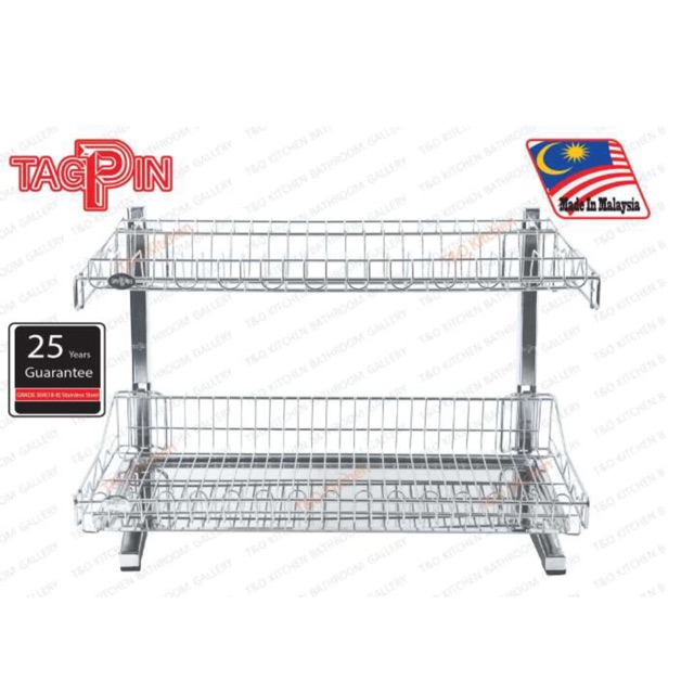 Tagpin Stainless Steel DIY 2 Tier Dish Rack W550mmx D300mm x H375mm 2层L ...