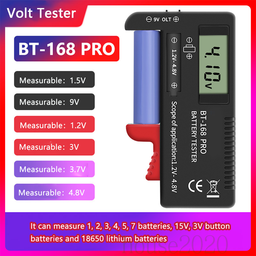 Battery Capacity Tester Digital Battery Checker Plastic Portable Cell Tester for AA 1.5V 9V