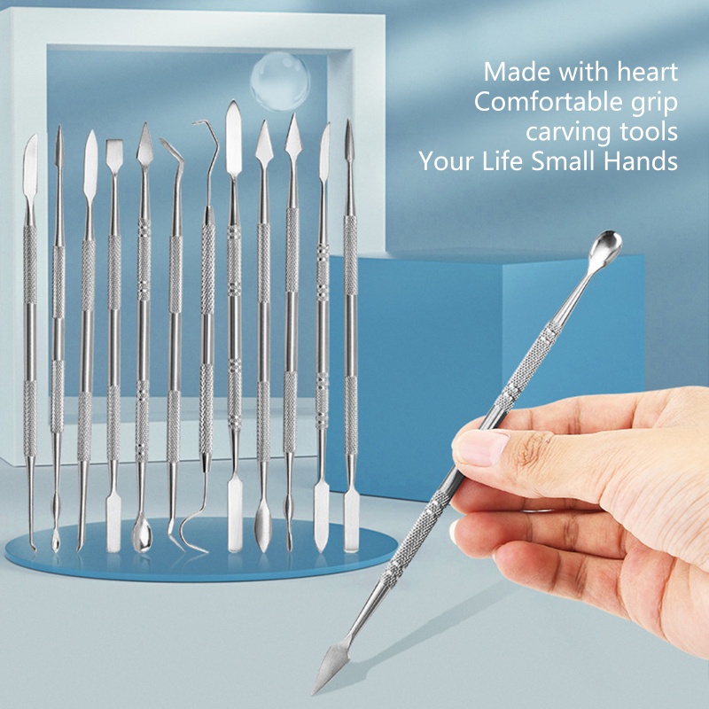 kool 12 Pieces Wax Carvers Set Stainless Steel Wax Carving Tool Double