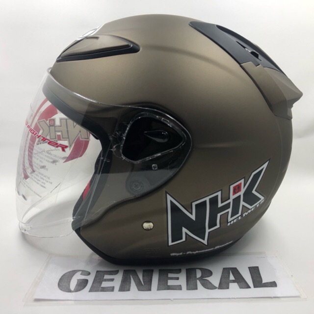 NHK R6 Solid Star Gray Doff Abu Dop Half Face Helmet | Shopee Singapore