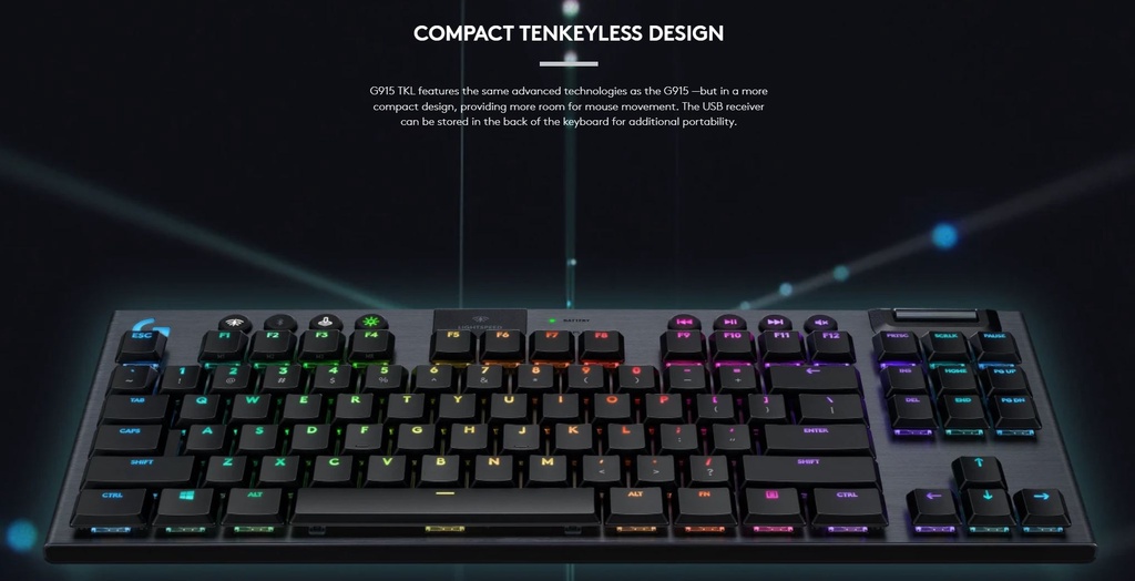 LOGITECH G915 TKL LIGHTSPEED WIRELESS RGB MECH KEYBOARD with GL ...