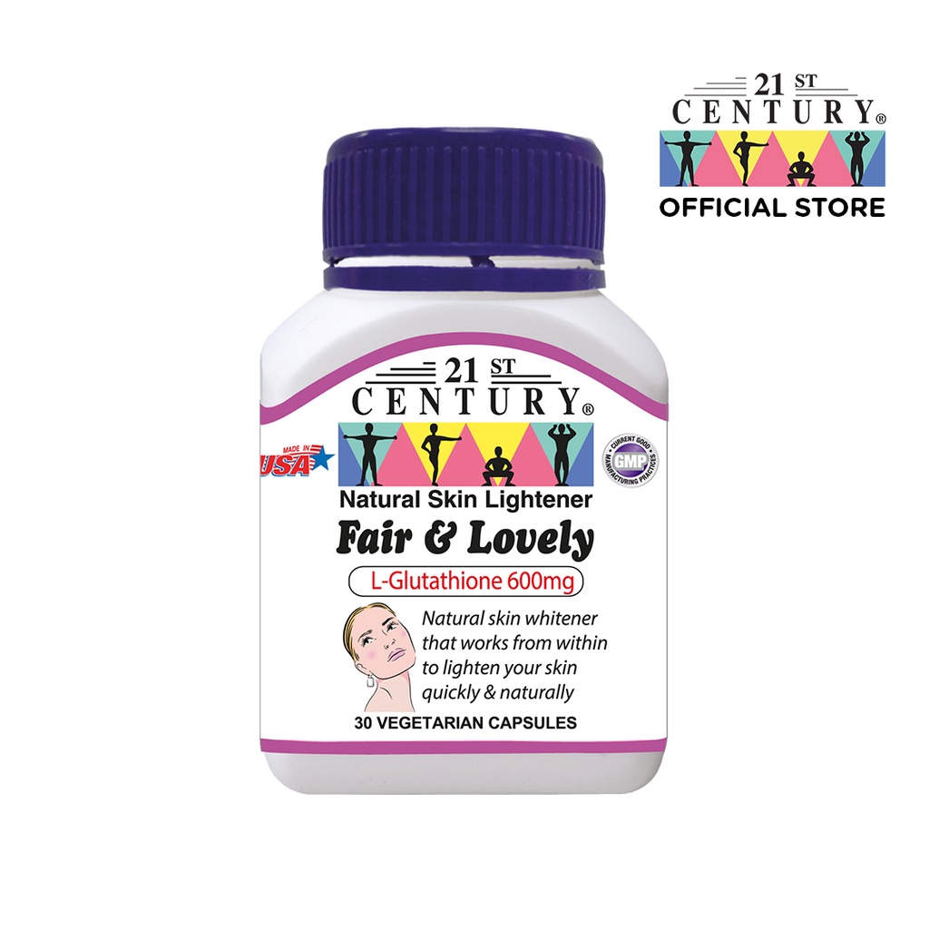 21st Century Fair & Lovely - Skin Whitener, L-Glutathione 600Mg From Japan - 30 Vegetarian Capsules
