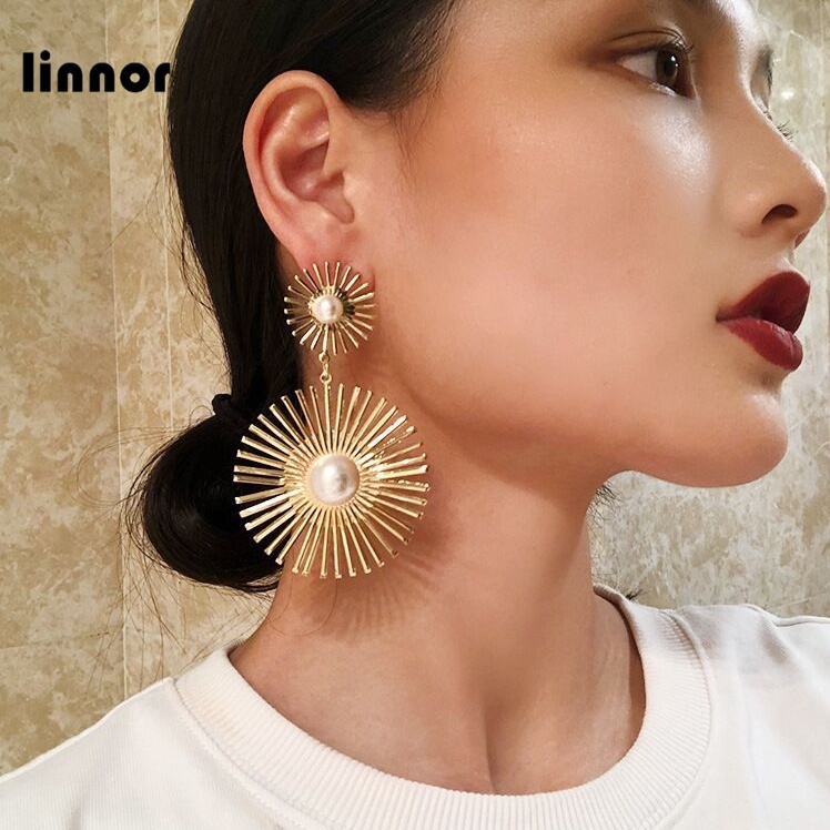 Golden hot sale metal earrings