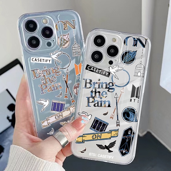 for iPhone 13 Pro Max 14 12 iPhone 11 XR 8 7 SE 2022 Fashion BTS BT21 Clear  Transparent TPU Gel Case Air Cushion Square Edge Anti-Drop Cover | Shopee  Singapore