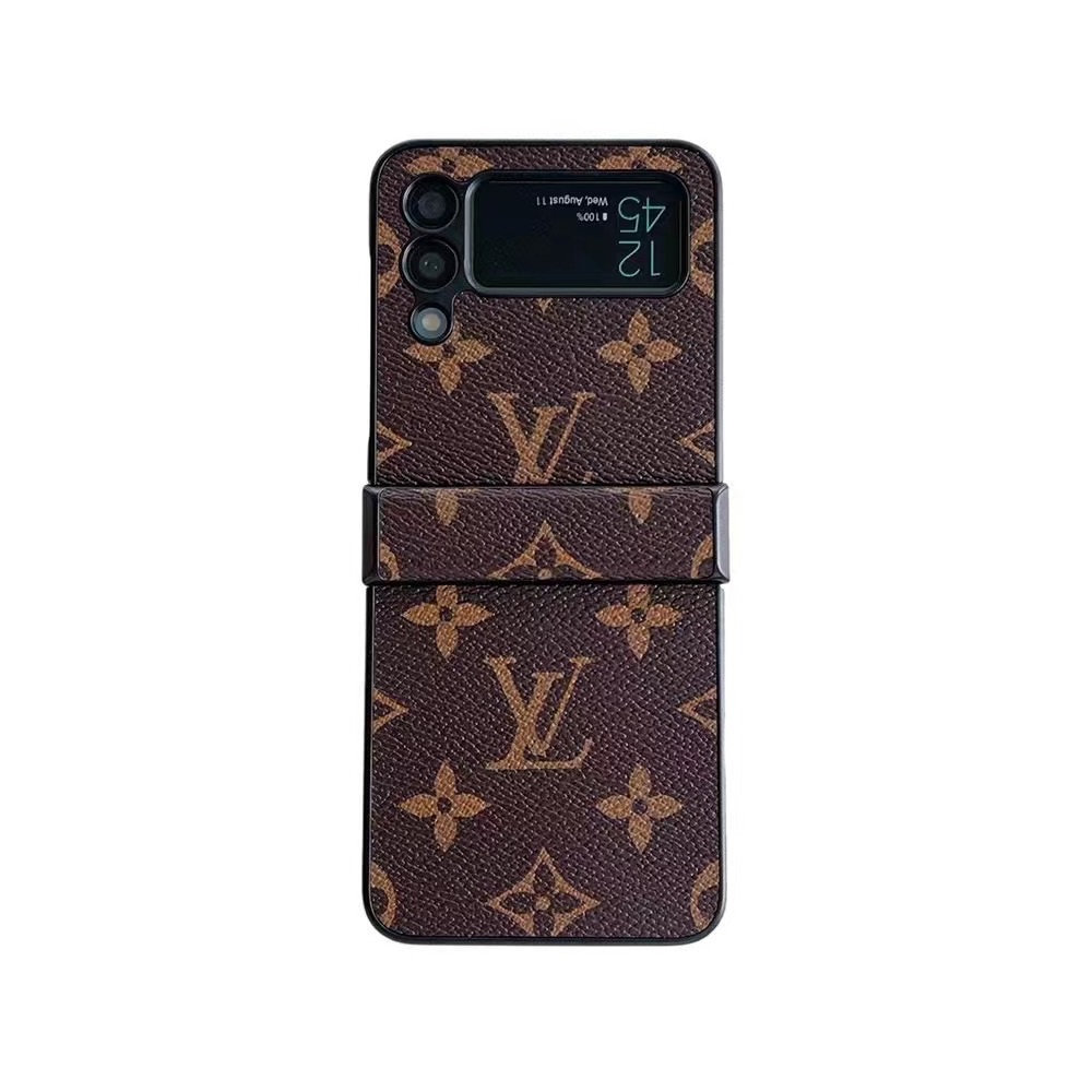 Hinge Protector ] Fashion Luxury Litchi Pattern Monogram PU Leather Mobile  Phone Case for Samsung Galaxy Z Flip 5 5G Flip4 Flip3 Casing,Z flip5 Hard  Back Cover - 3 Colors