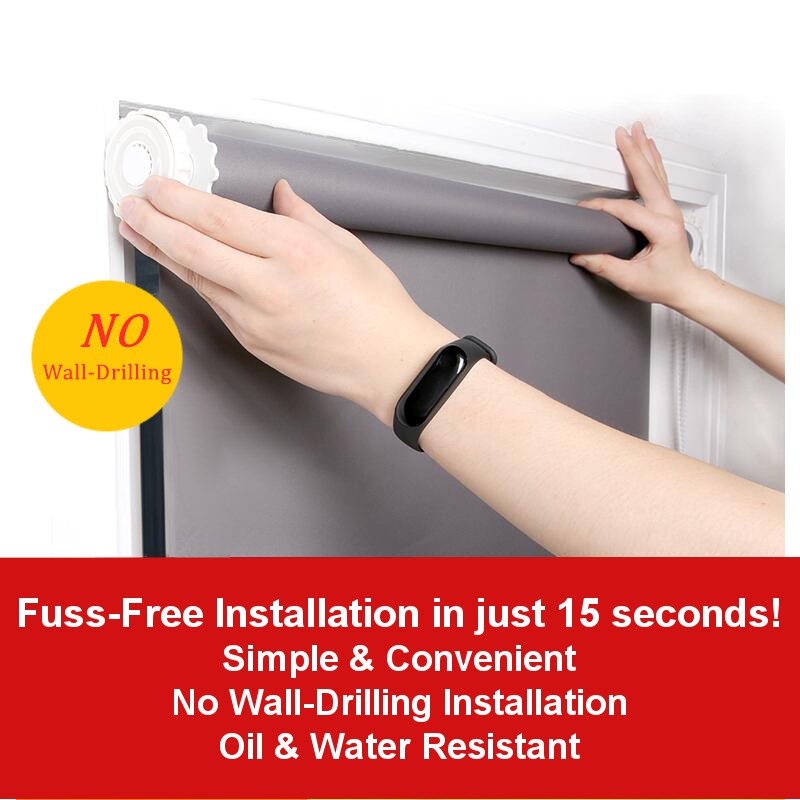 Rainforst No Drill Roller Blind | No Drilling Window Blind | Easy ...