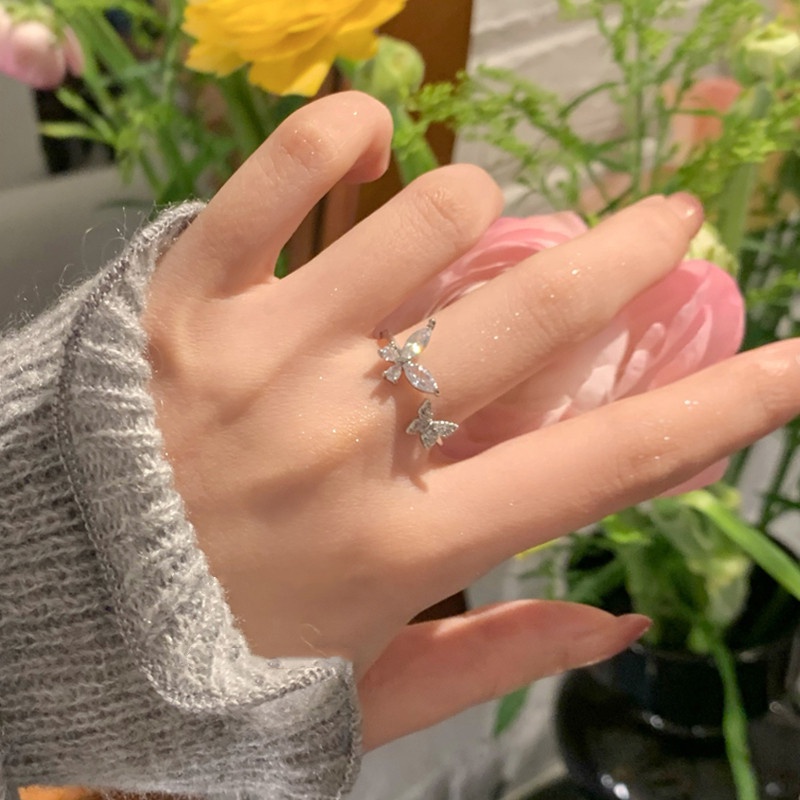 Fashion Women Jewelry Alloy Rhinestone Butterfly Ring