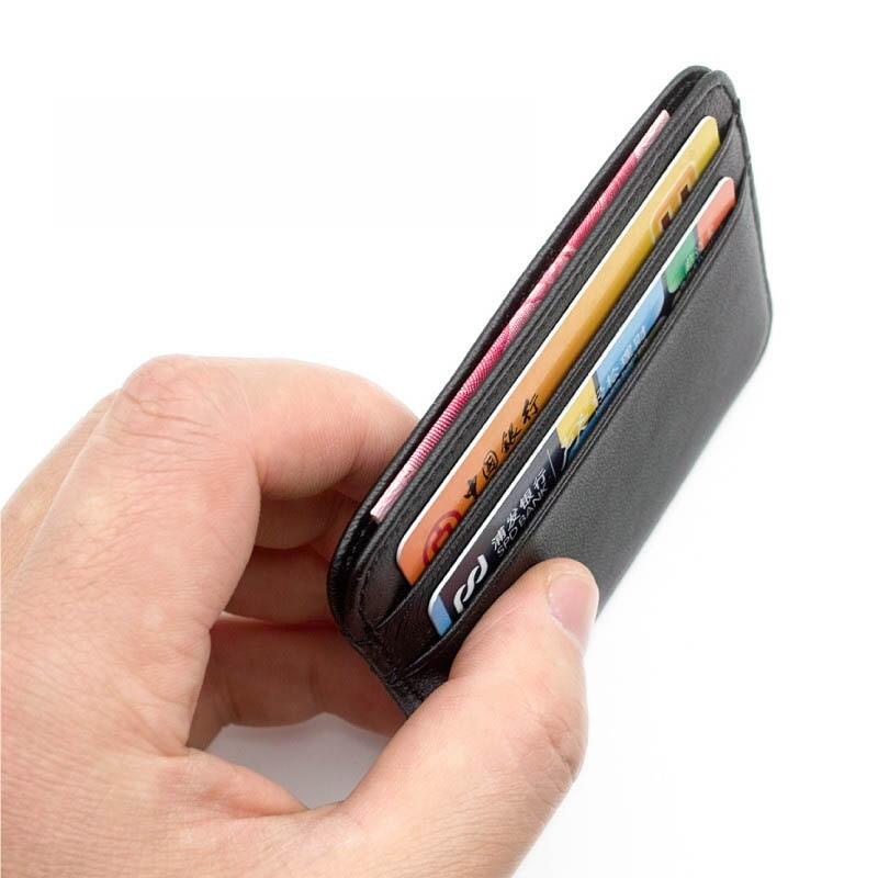 New Leather Credit Card Case Mini ID Card Holder Small Purse For Man ...