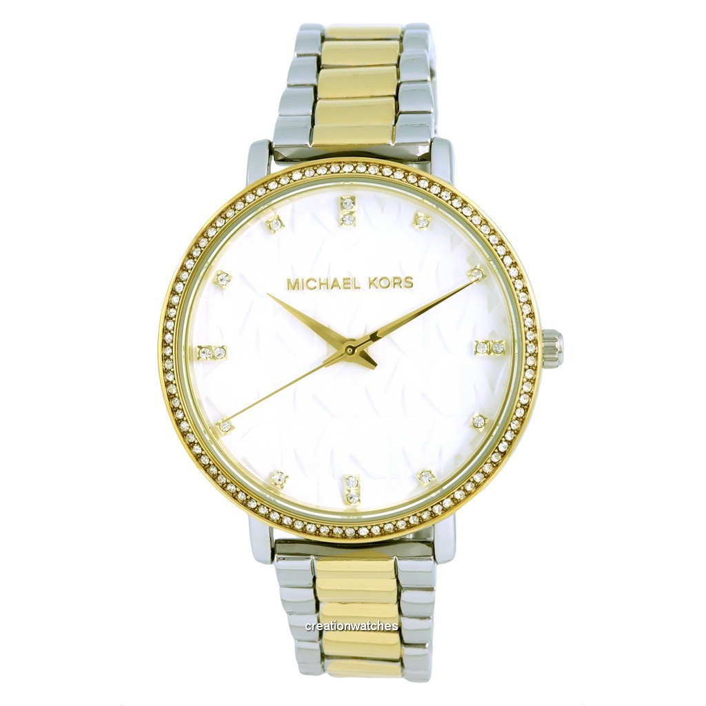Michael Kors Pyper Crystal Accents Two Tone Stainless Steel Quartz ...