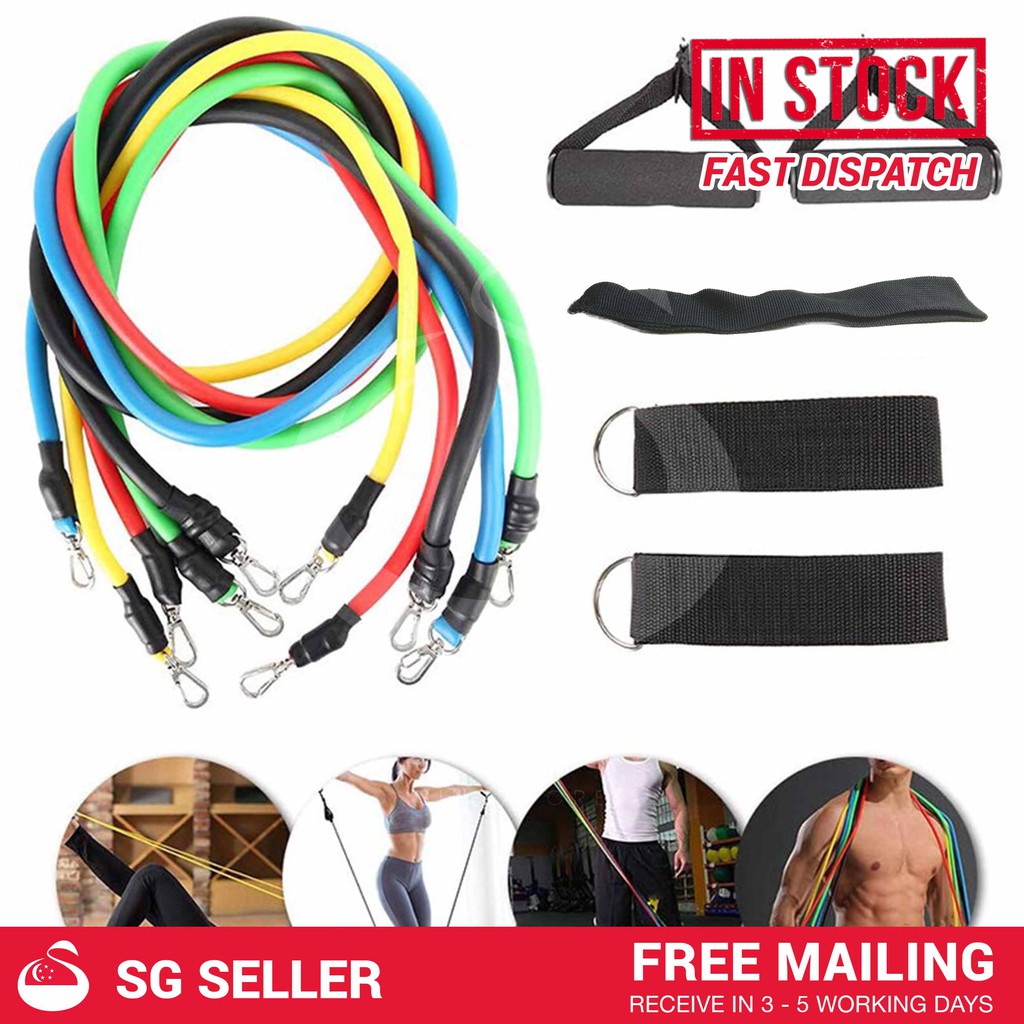 [SG Seller] 11 Pcs Resistance Band Set / Resistance Tube Set / Multi ...