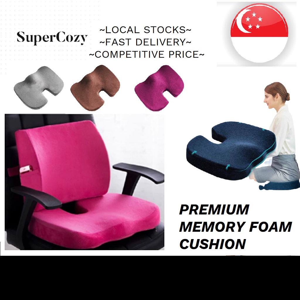 100 Pure Memory Foam Seat Cushion, Orthopedic Design for Back Hip Tailbone
