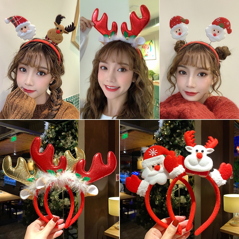 Christmas Headbands Santa Tree Antlers Headband Accessories Kids