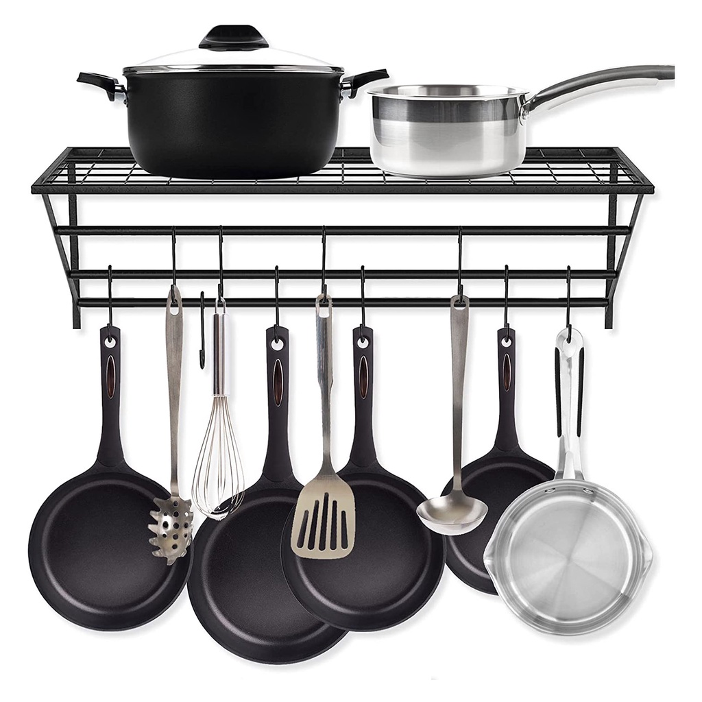 24-Inch Hanging Pot Rack Organizer for Kitchen Cabinet Pantry Wall ...