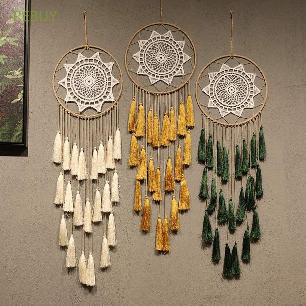 REBUY Bedroom Dream Catcher Boho Blanket Tapestry Wall Hanging Home Decoration Tassel Bohemian Blessing Gift Handmade Macrame/Multicolor