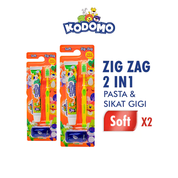 Kodomo Sikat Gigi Zigzag 2 In 1 x3 - Gambar 3
