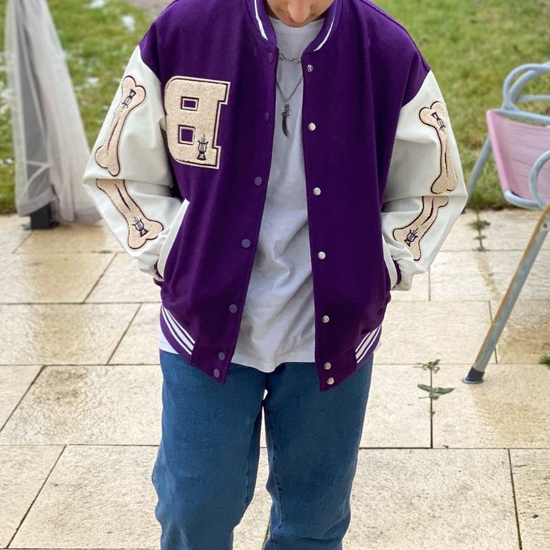 Purple hot sale letterman jacket
