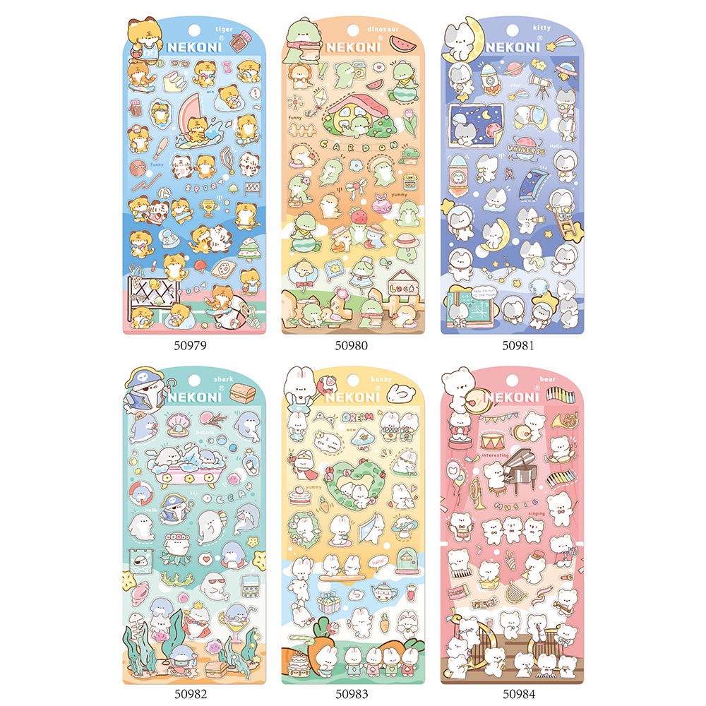 Korean Import Brand Nekoni Cartoon Animals PVC Stickers Scrapbooking ...